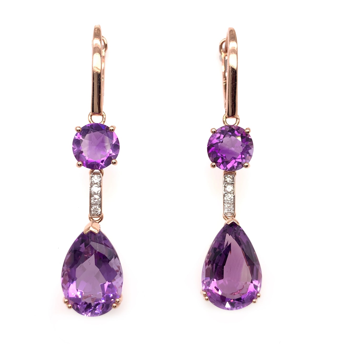 13.70 Carat Amethyst Dangling Earrings