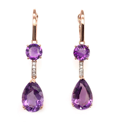 13.70 Carat Amethyst Dangling Earrings