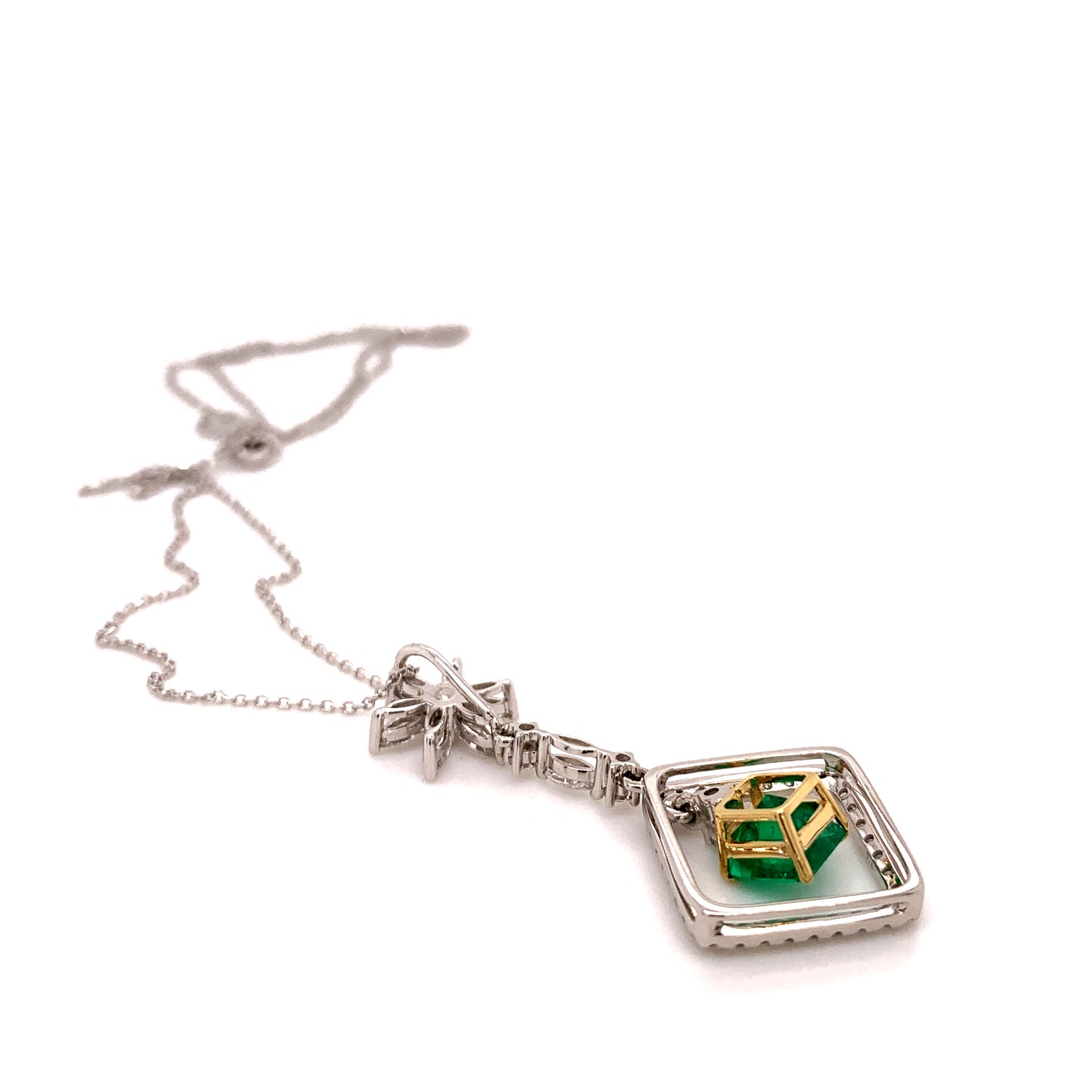 Colombian Emerald Diamond Pendant Necklace