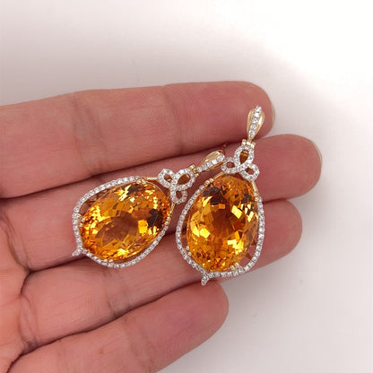 33.25 Carat Citrine Diamond Earrings