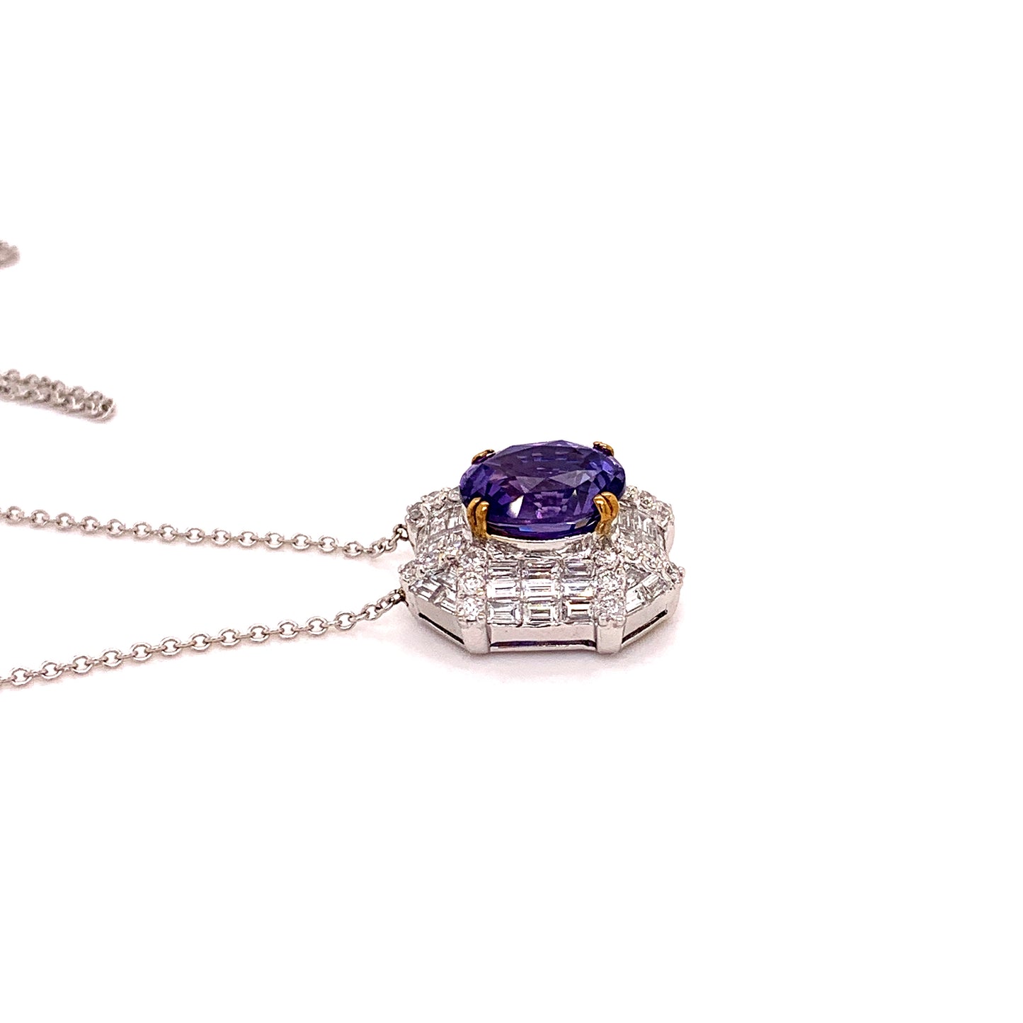 GIA 3.83 Carats Unheated Violet-Purple Sapphire Pendant