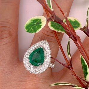 3.10 Carat Emerald Diamond Cocktail Ring