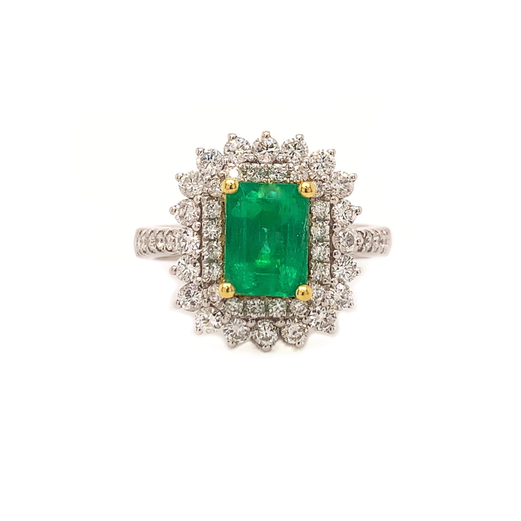 1.35 Carat Emerald Diamond Ring