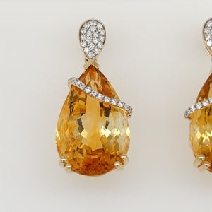 35.03 Carat Citrine Diamond Earrings