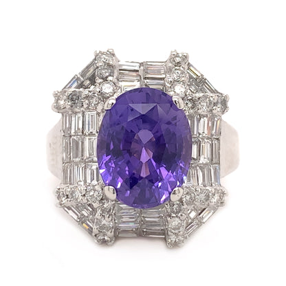 Rare 3.83 Carats Unheated Purple Sapphire Ring