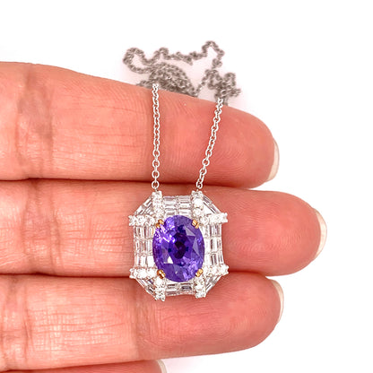 GIA 3.83 Carats Unheated Violet-Purple Sapphire Pendant