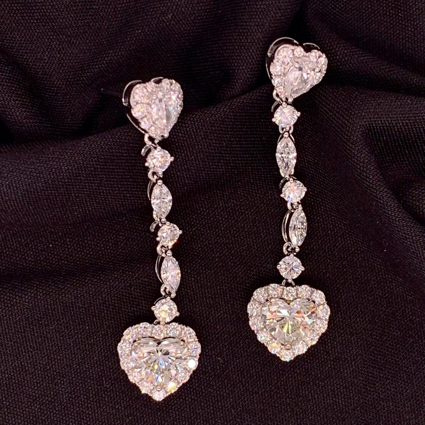 2 Carats Heart-Shaped Diamond Earrings