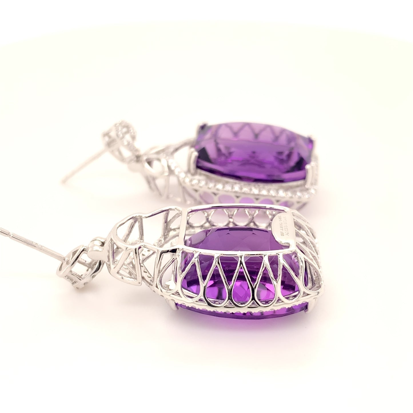 33.81 Carats Amethyst Earrings