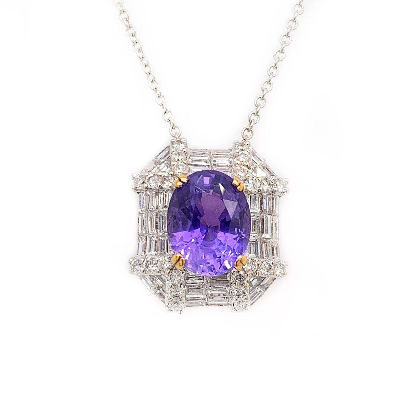 GIA 3.83 Carats Unheated Violet-Purple Sapphire Pendant