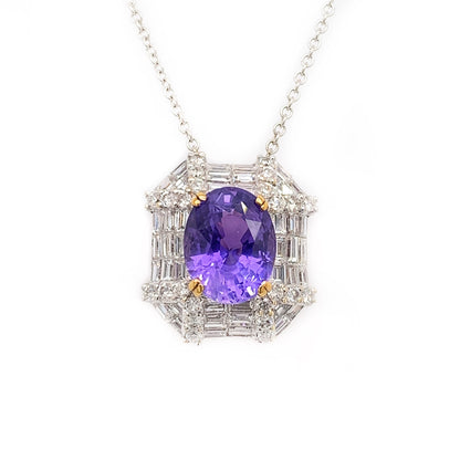 GIA 3.83 Carats Unheated Violet-Purple Sapphire Pendant