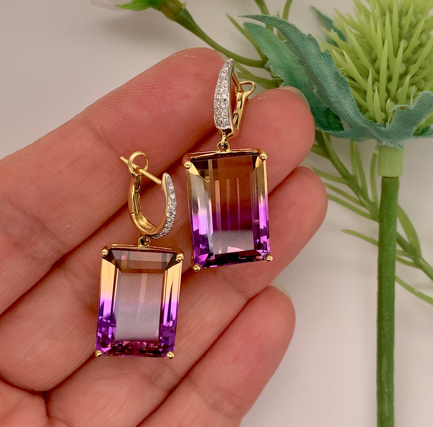 28.7 Carats Ametrine Dangling Earrings