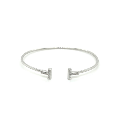 14k White Gold Diamond Bangle