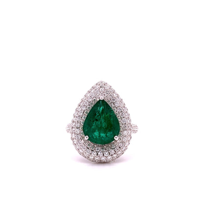 3.10 Carat Emerald Diamond Cocktail Ring