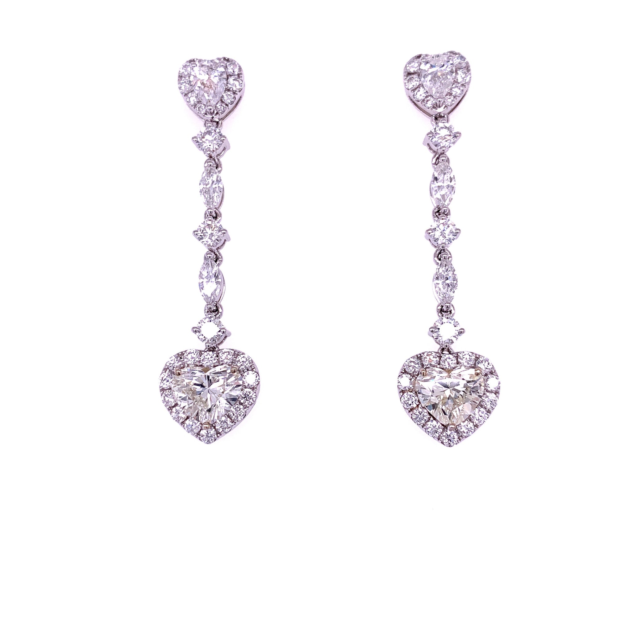 1/2 CT TW Heart and Round Diamonds Halo Stud Earrings in 14k White Gold -  CBG000618