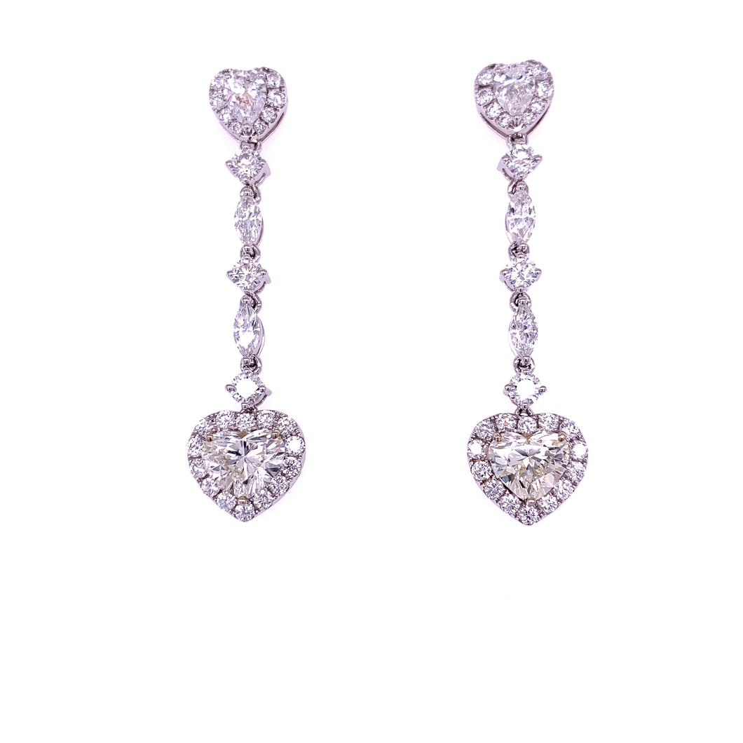 2 Carats Heart-Shaped Diamond Earrings
