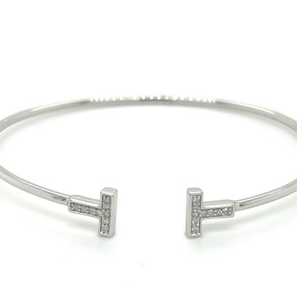 14k White Gold Diamond Bangle