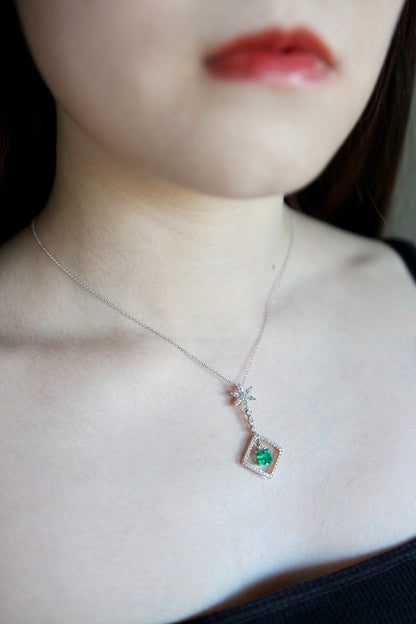 Colombian Emerald Diamond Pendant Necklace