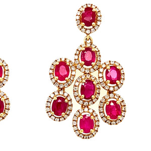 3.33 Carats Ruby Diamond Earrings